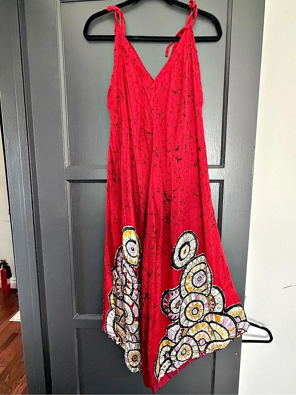Shireedewi Red Abstract Print Maxi Sri Lanka Batik